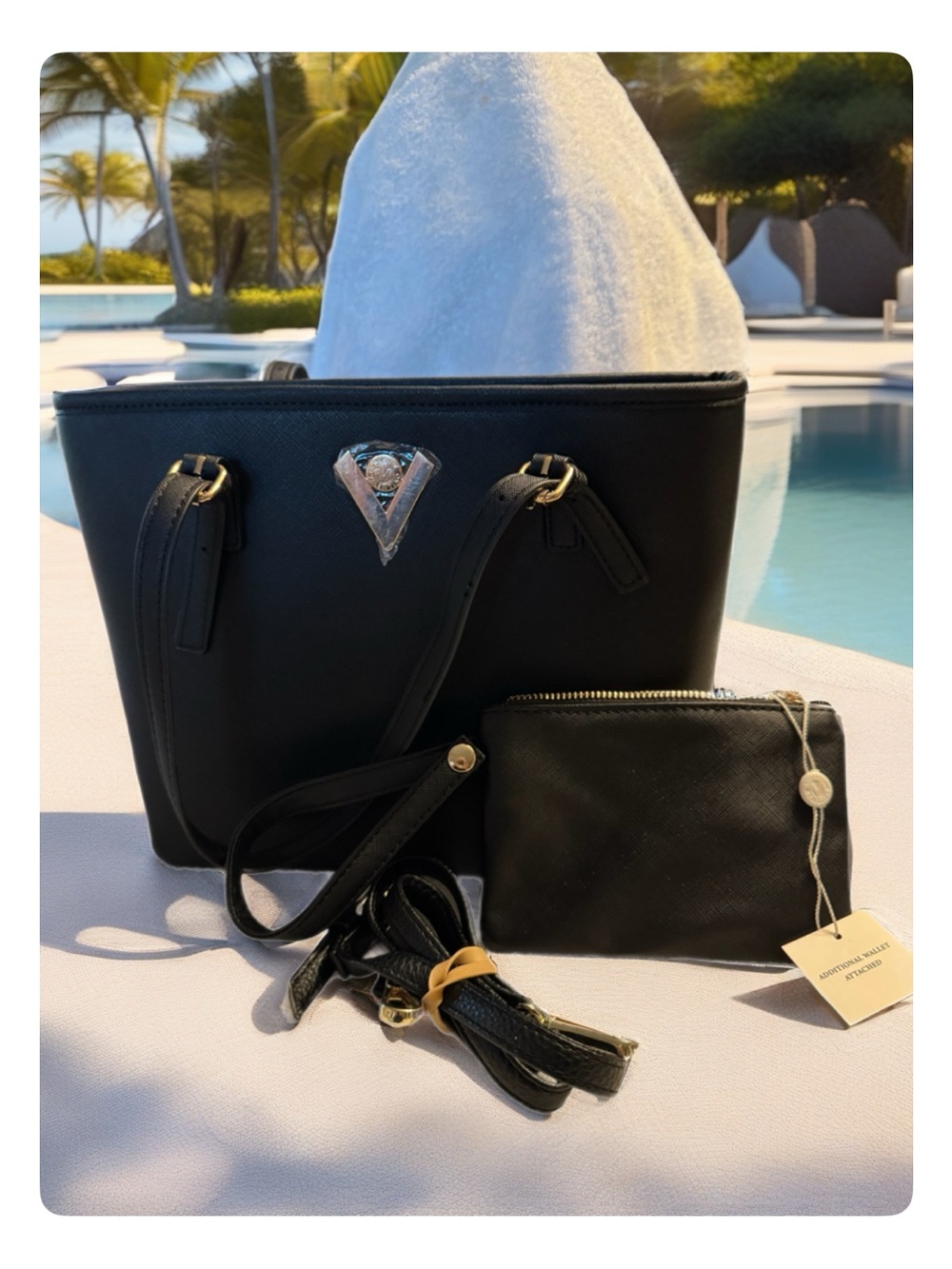Valentino Orlandi Black Tote with Matching Pouch